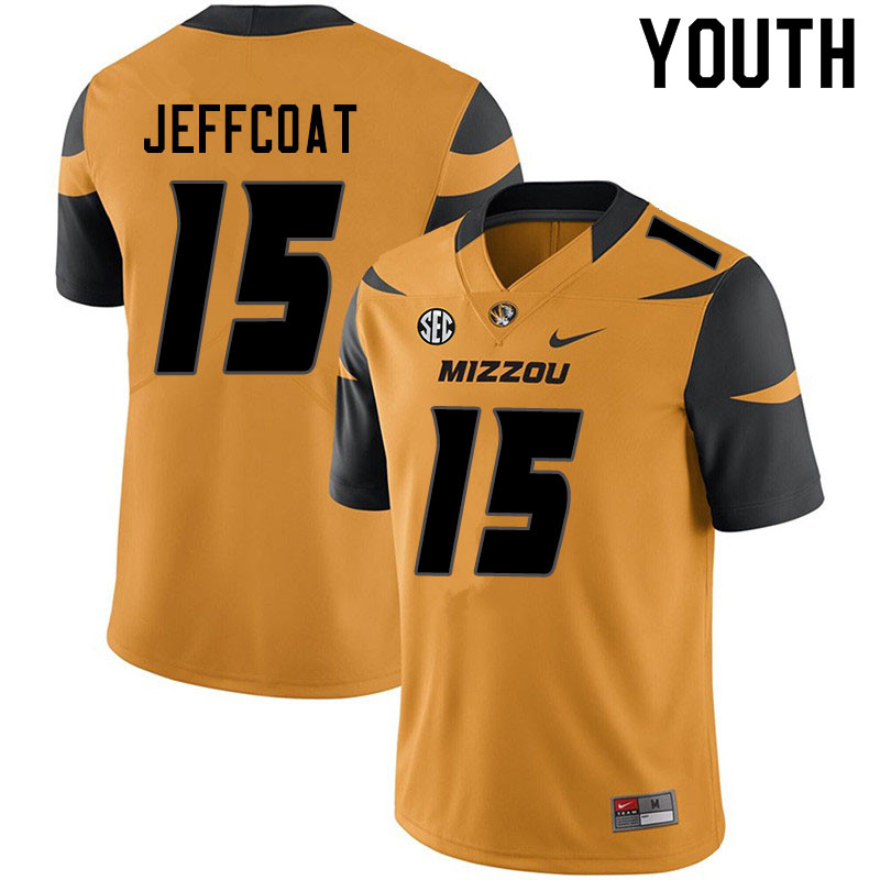 Youth #15 Trajan Jeffcoat Missouri Tigers College Football Jerseys Sale-Yellow